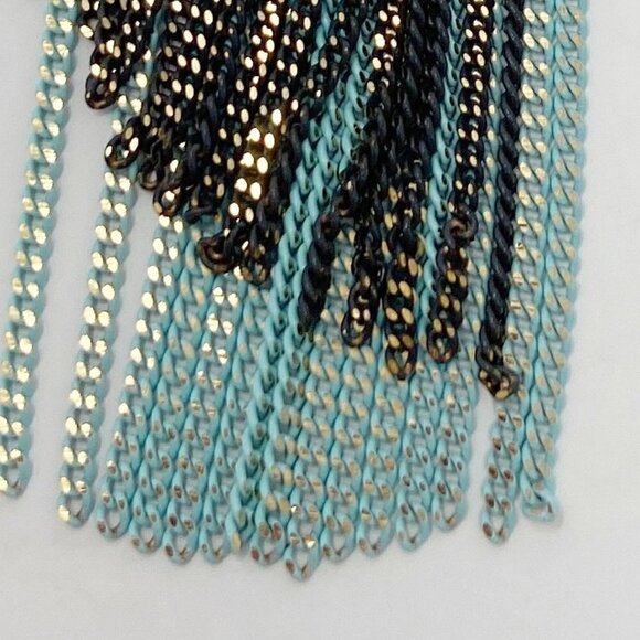 Tri-color Chain Dangle Statement Earrings - Picture 7 of 9